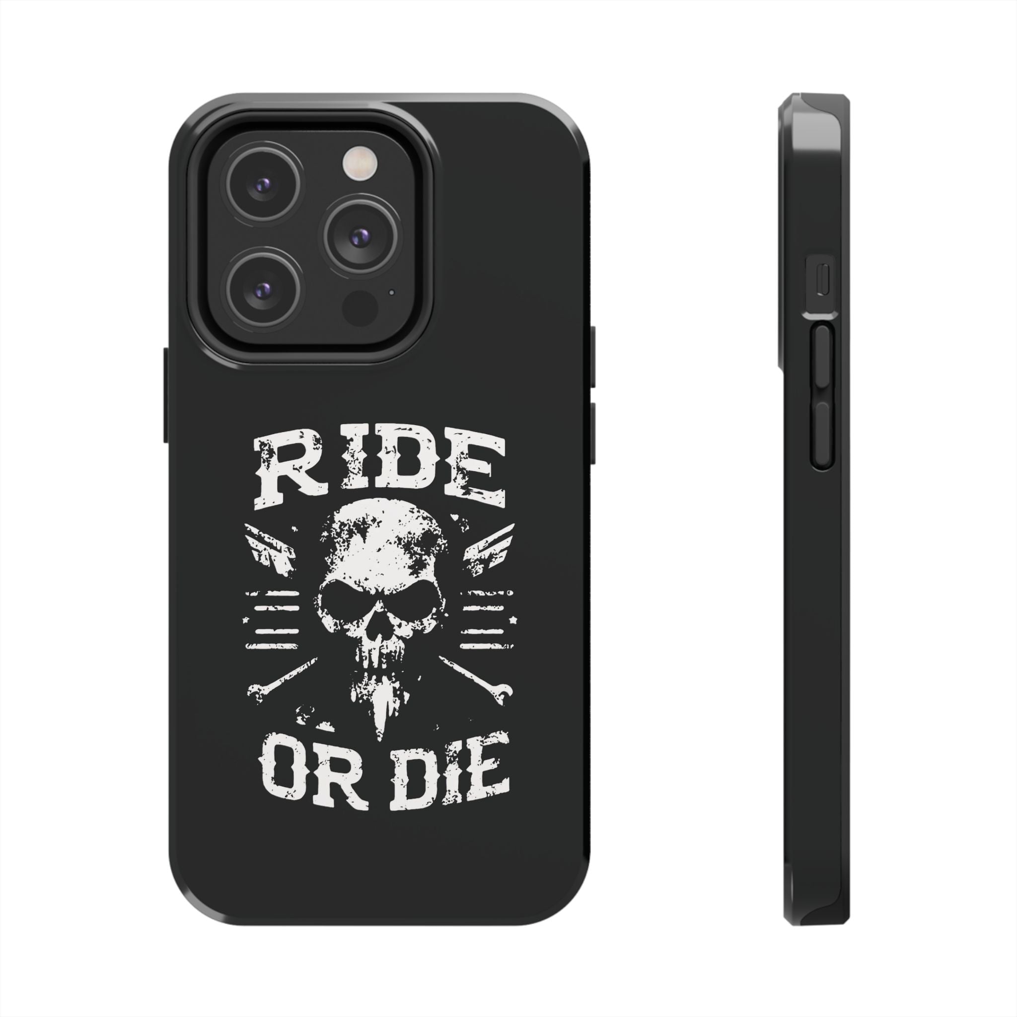 Ride or Die Skull Tough Phone Case | Biker Skull Graphic Phone Case