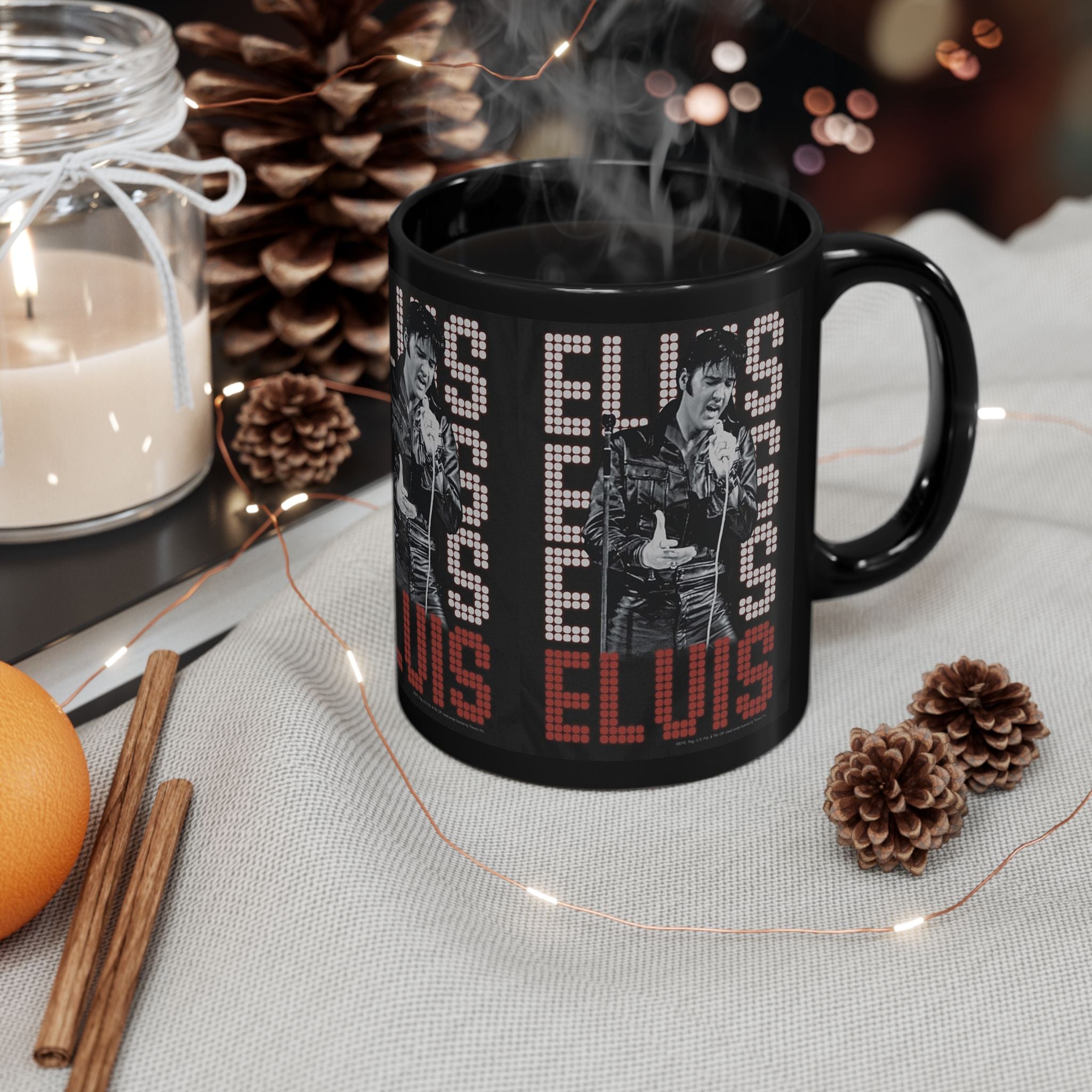 Elvis Presley King of Rock and Roll 11oz Mug | Black Ceramic Coffee Mug