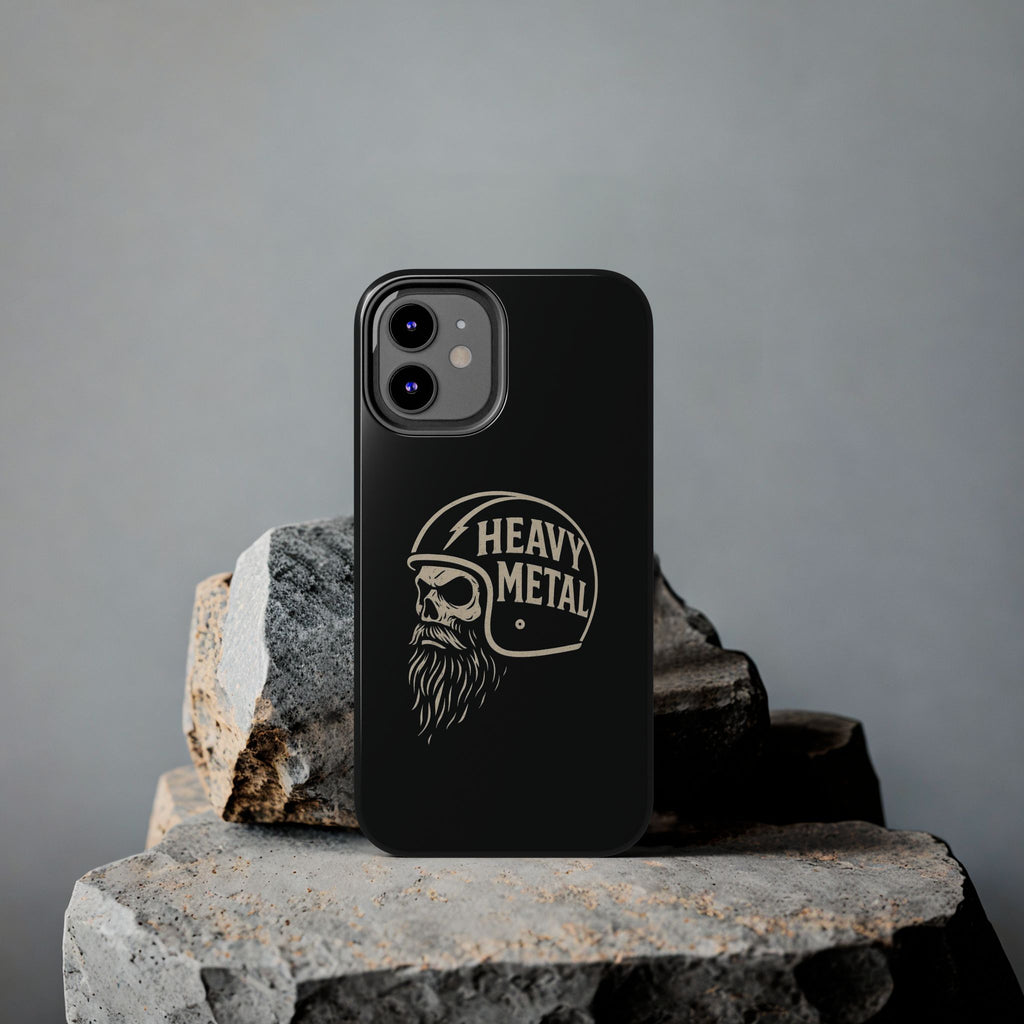 Heavy Metal Skull Tough Phone Case | Biker Helmet Skull Graphic Phone Case