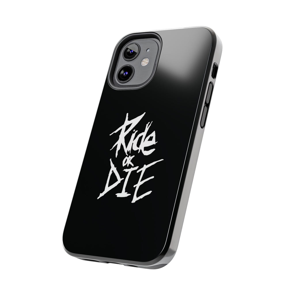 Ride or Die Skull Tough Phone Case | Edgy Script Biker Style Phone Case