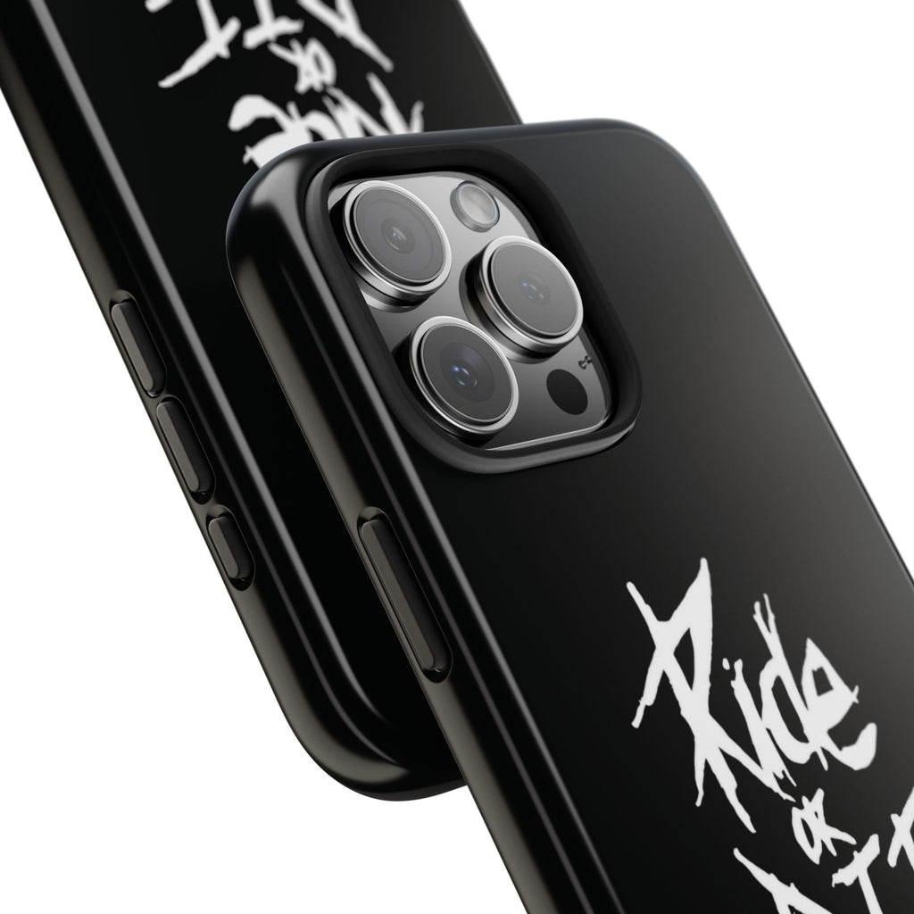Ride or Die Skull Tough Phone Case | Edgy Script Biker Style Phone Case
