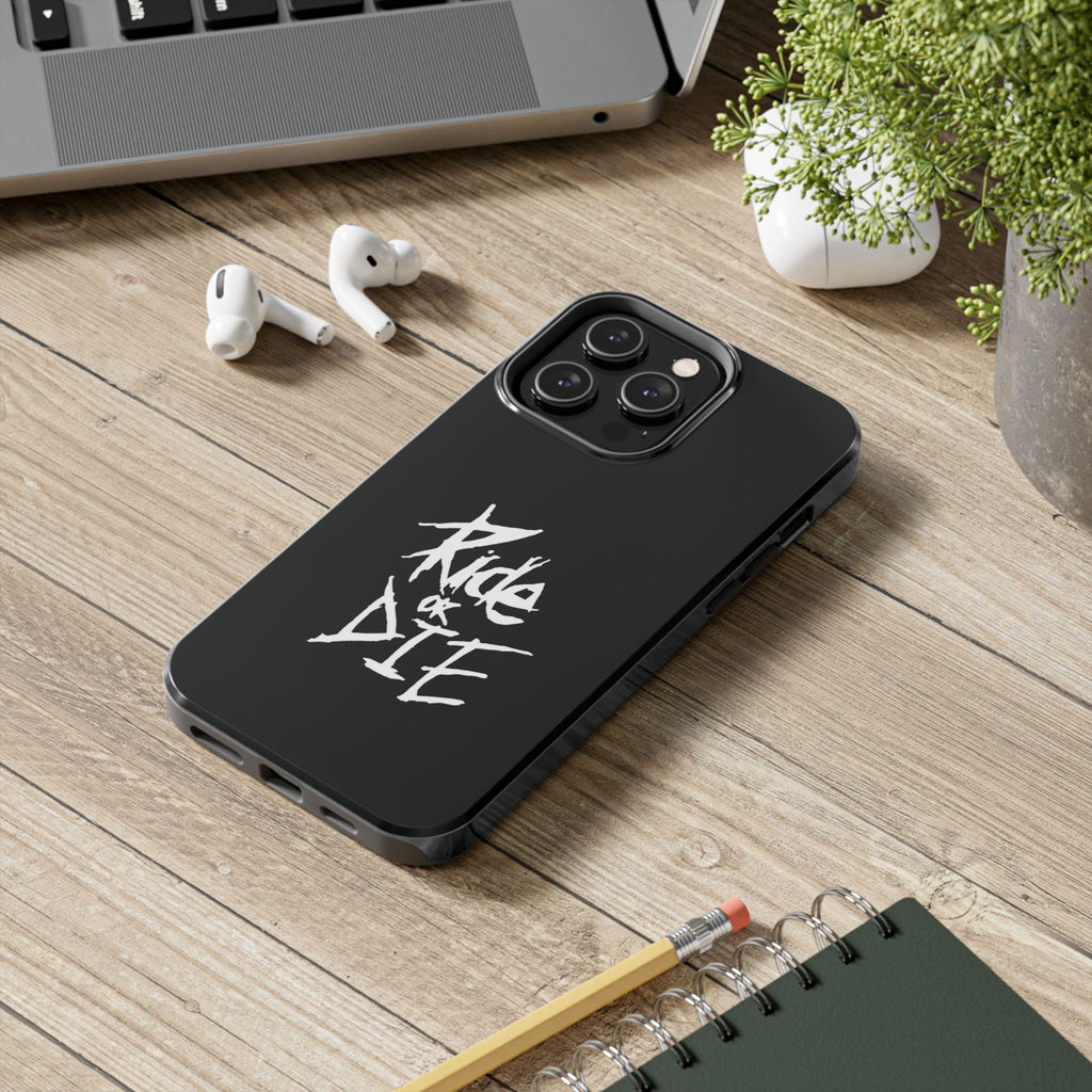Ride or Die Skull Tough Phone Case | Edgy Script Biker Style Phone Case
