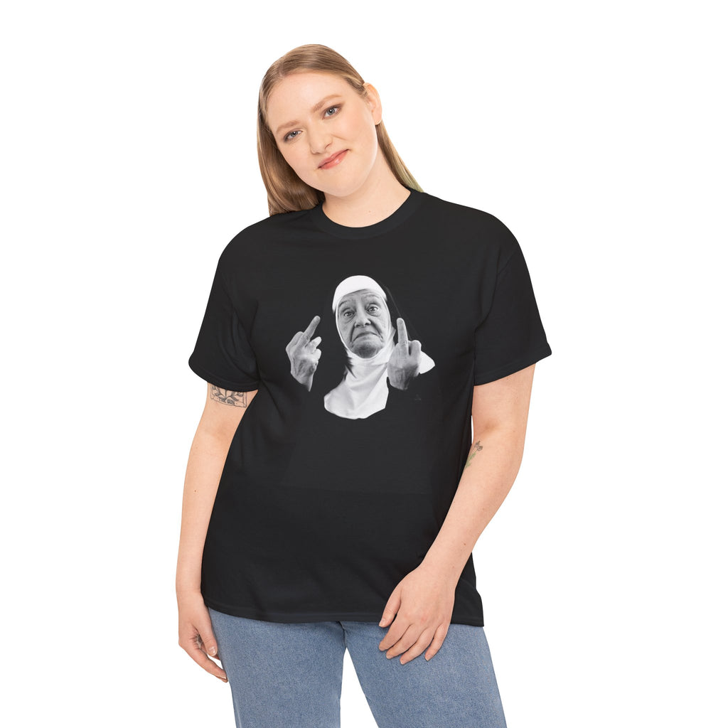 Unisex Funny Nun Graphic T-Shirt With Edgy Black and White Design  (5 Colors)