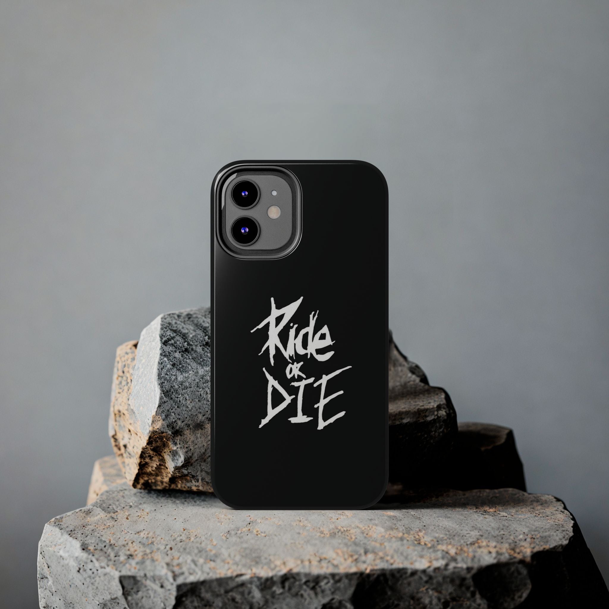 Ride or Die Skull Tough Phone Case | Edgy Script Biker Style Phone Case