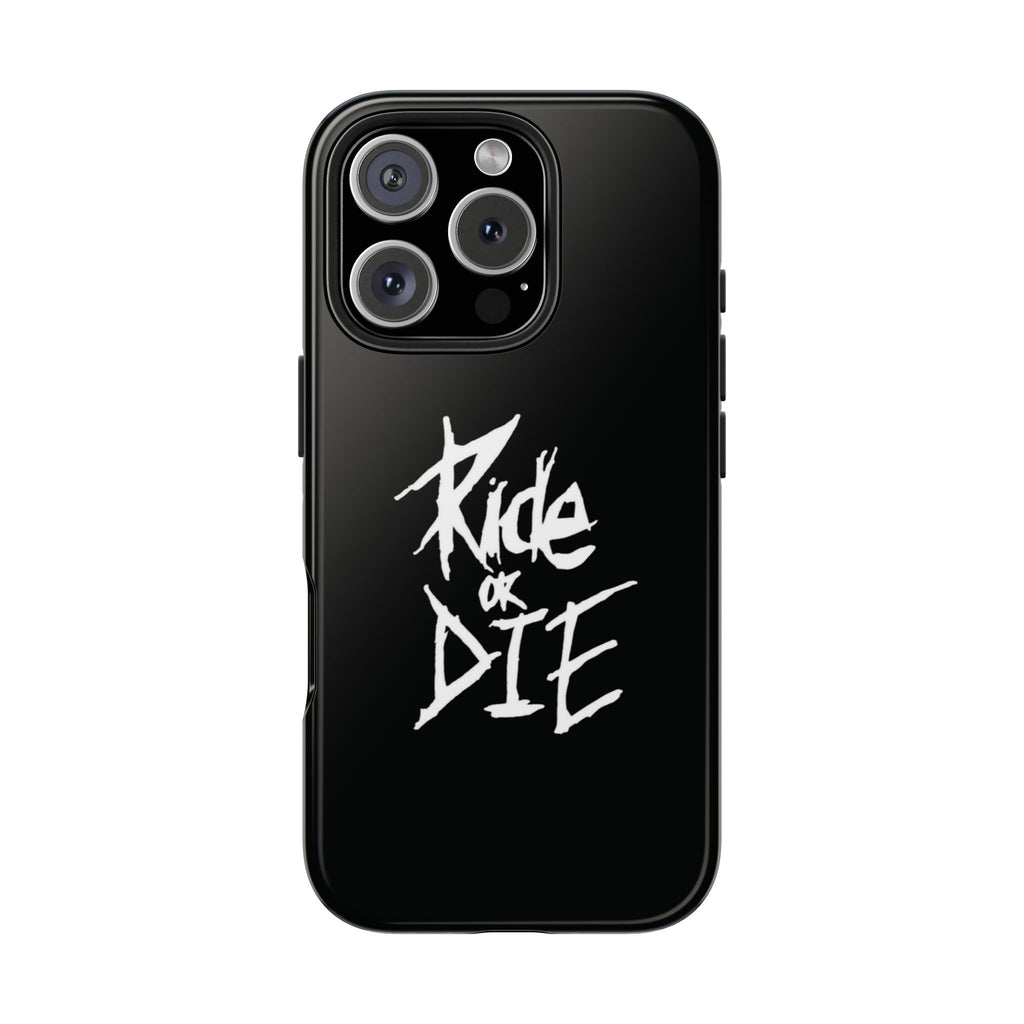 Ride or Die Skull Tough Phone Case | Edgy Script Biker Style Phone Case