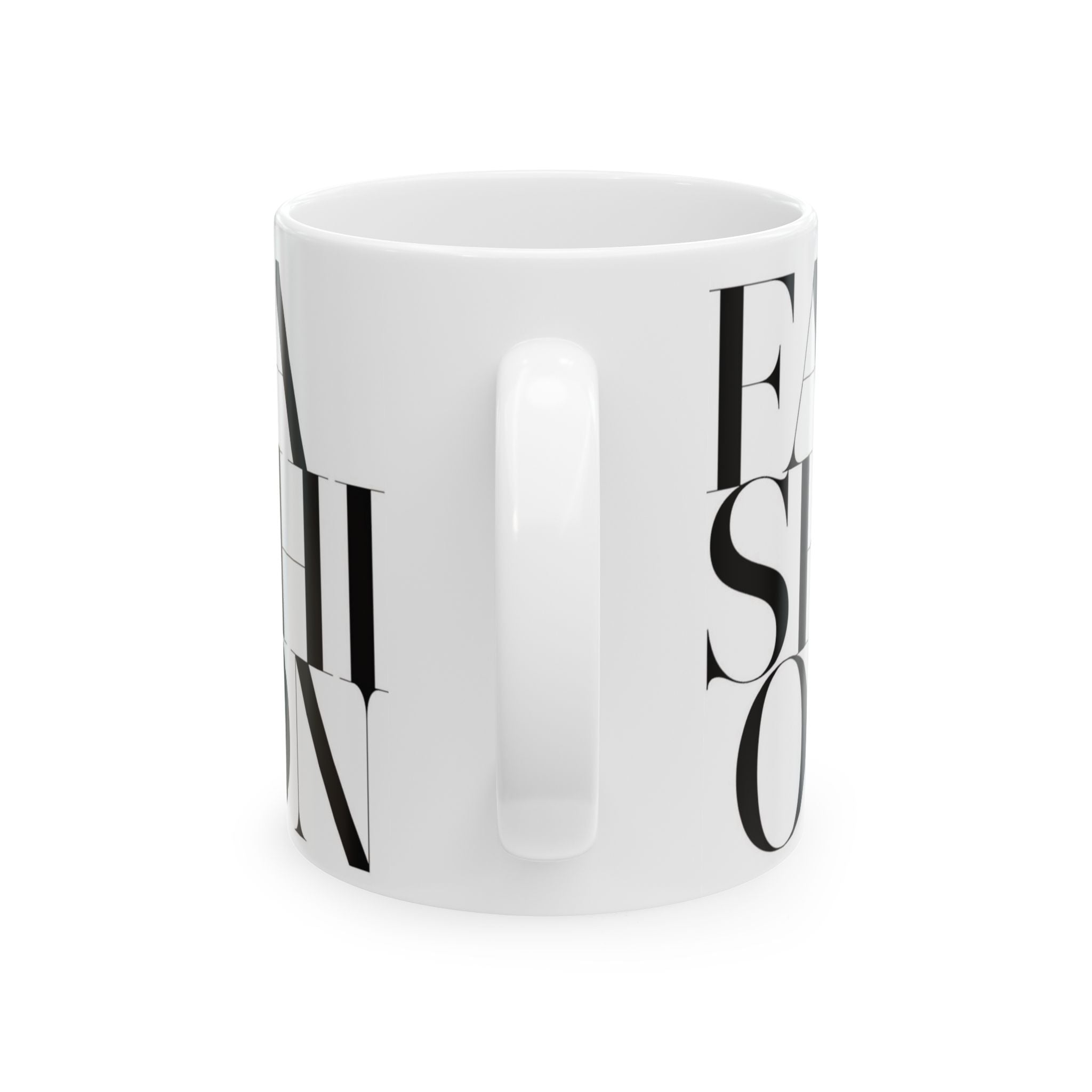 FASHION Typography 11oz Coffee Mug | Chic Black and White Aesthetic