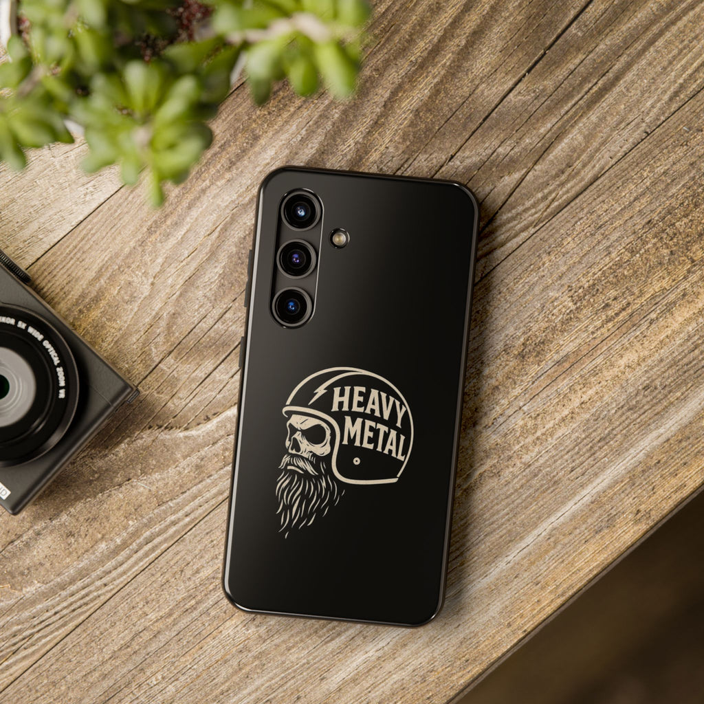 Heavy Metal Skull Tough Phone Case | Biker Helmet Skull Graphic Phone Case