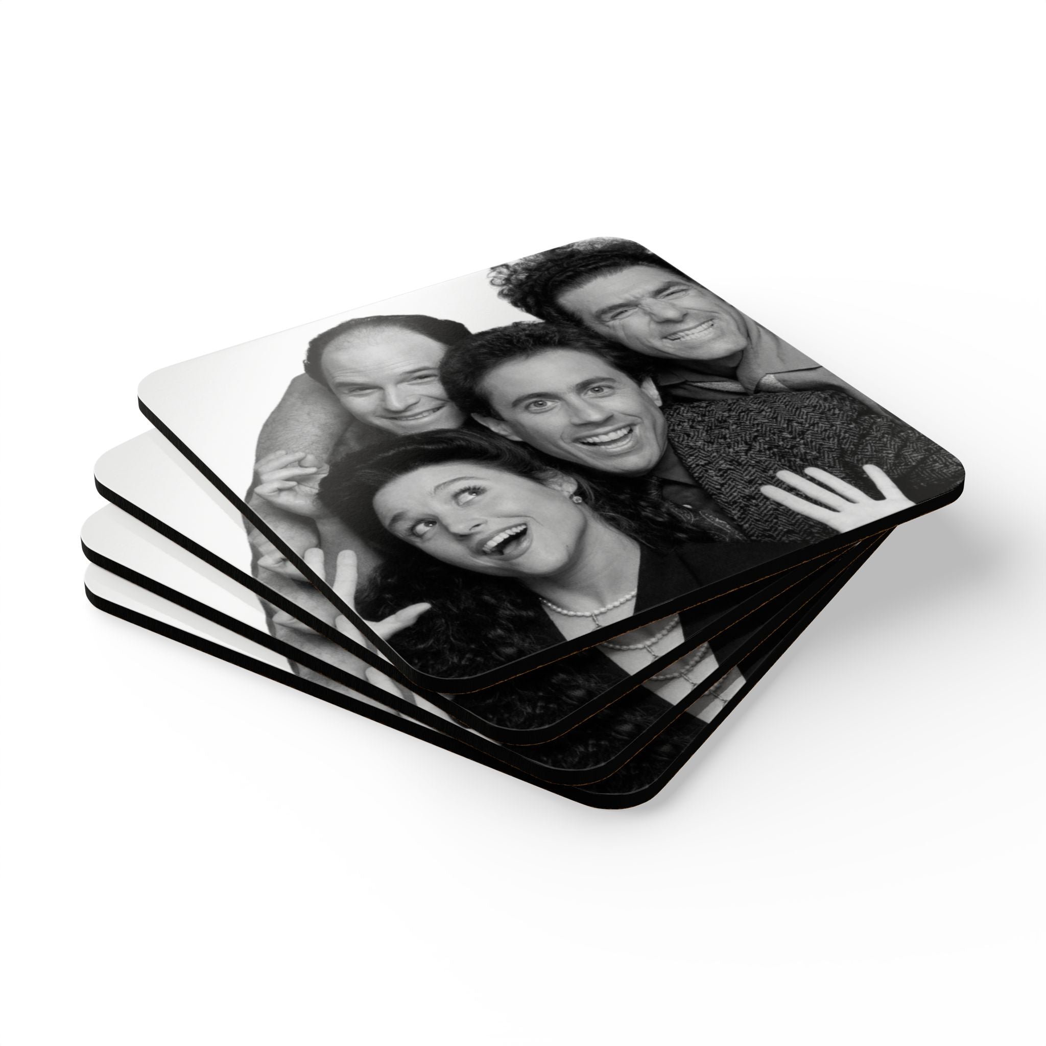 Seinfeld TV Show Corkback Coaster Set | Classic Sitcom Tribute (4 Pieces)