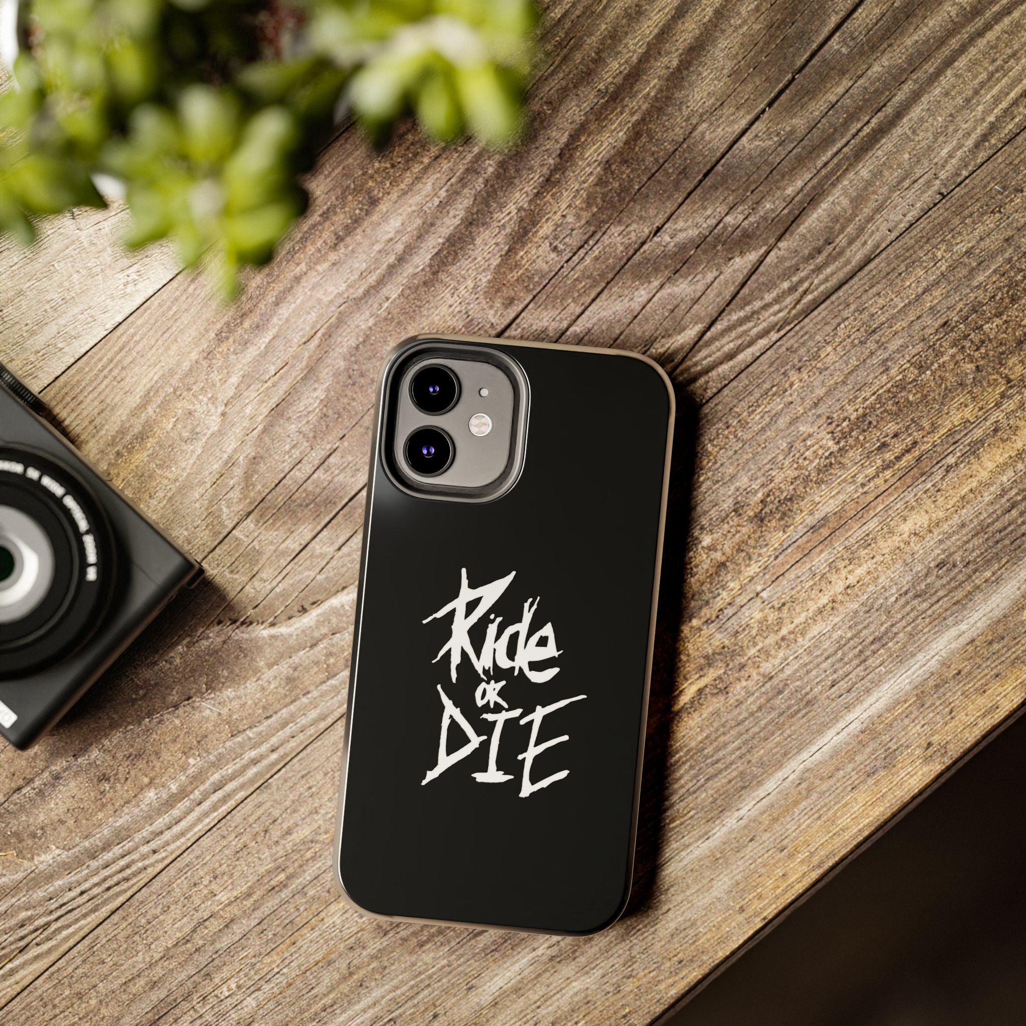 Ride or Die Skull Tough Phone Case | Edgy Script Biker Style Phone Case
