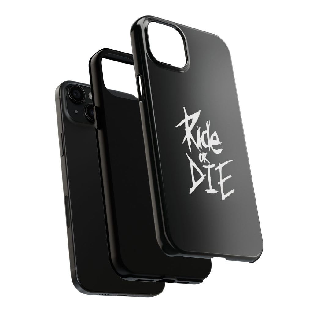 Ride or Die Skull Tough Phone Case | Edgy Script Biker Style Phone Case
