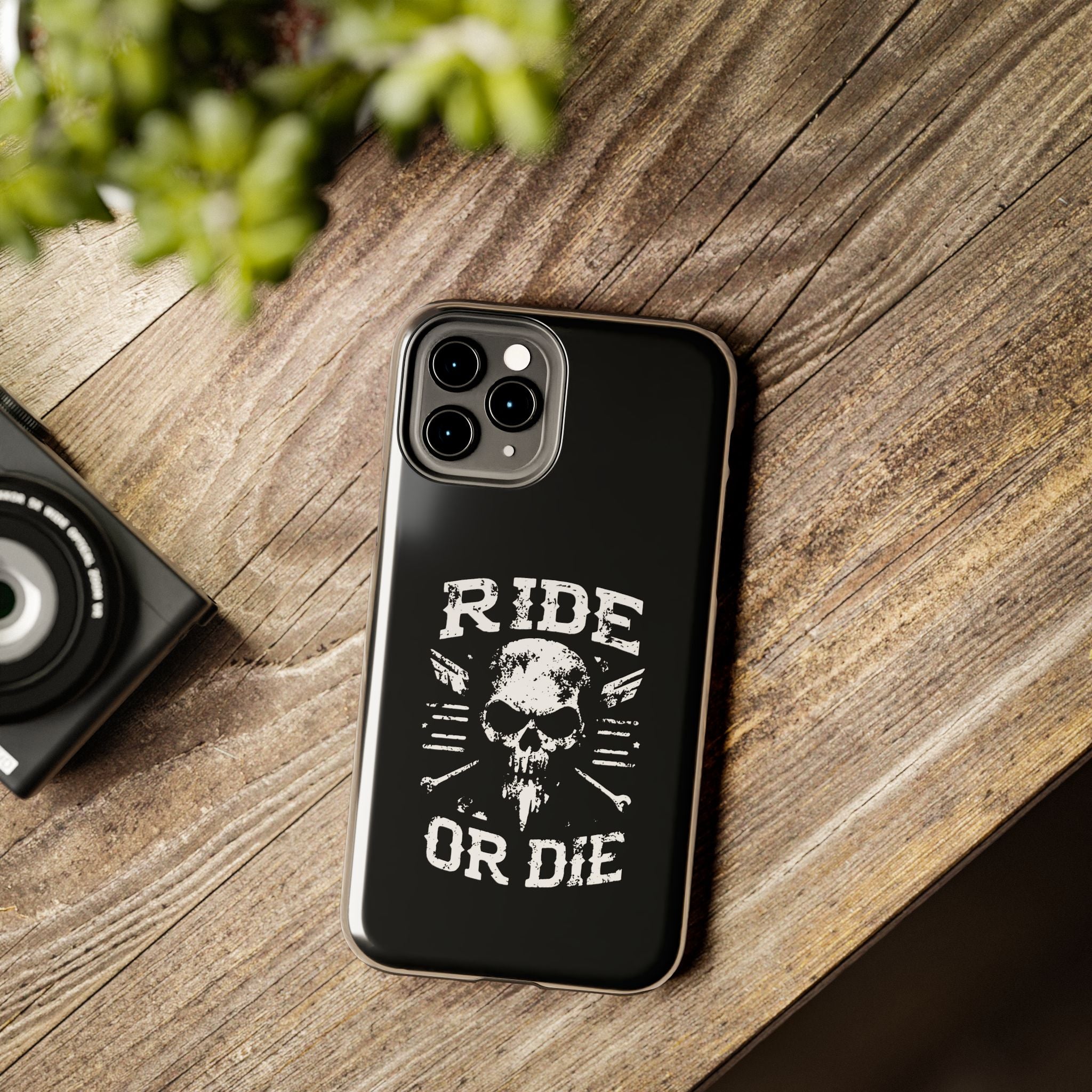Ride or Die Skull Tough Phone Case | Biker Skull Graphic Phone Case