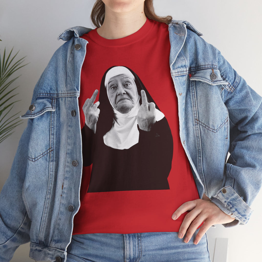 Unisex Funny Nun Graphic T-Shirt With Edgy Black and White Design  (5 Colors)