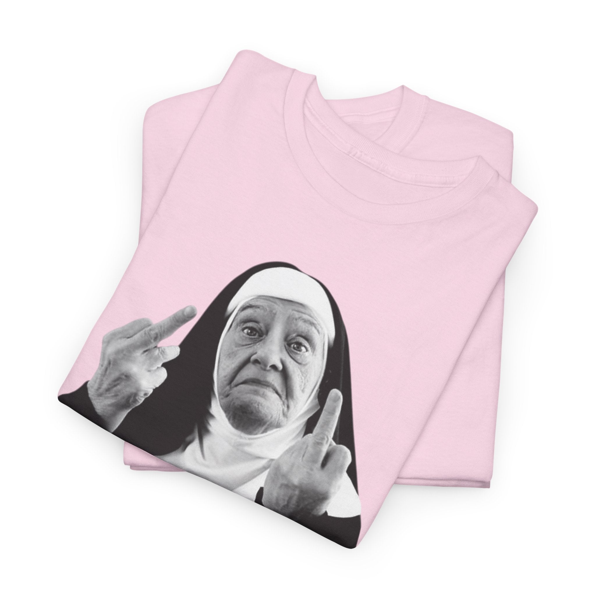 Unisex Funny Nun Graphic T-Shirt With Edgy Black and White Design  (5 Colors)