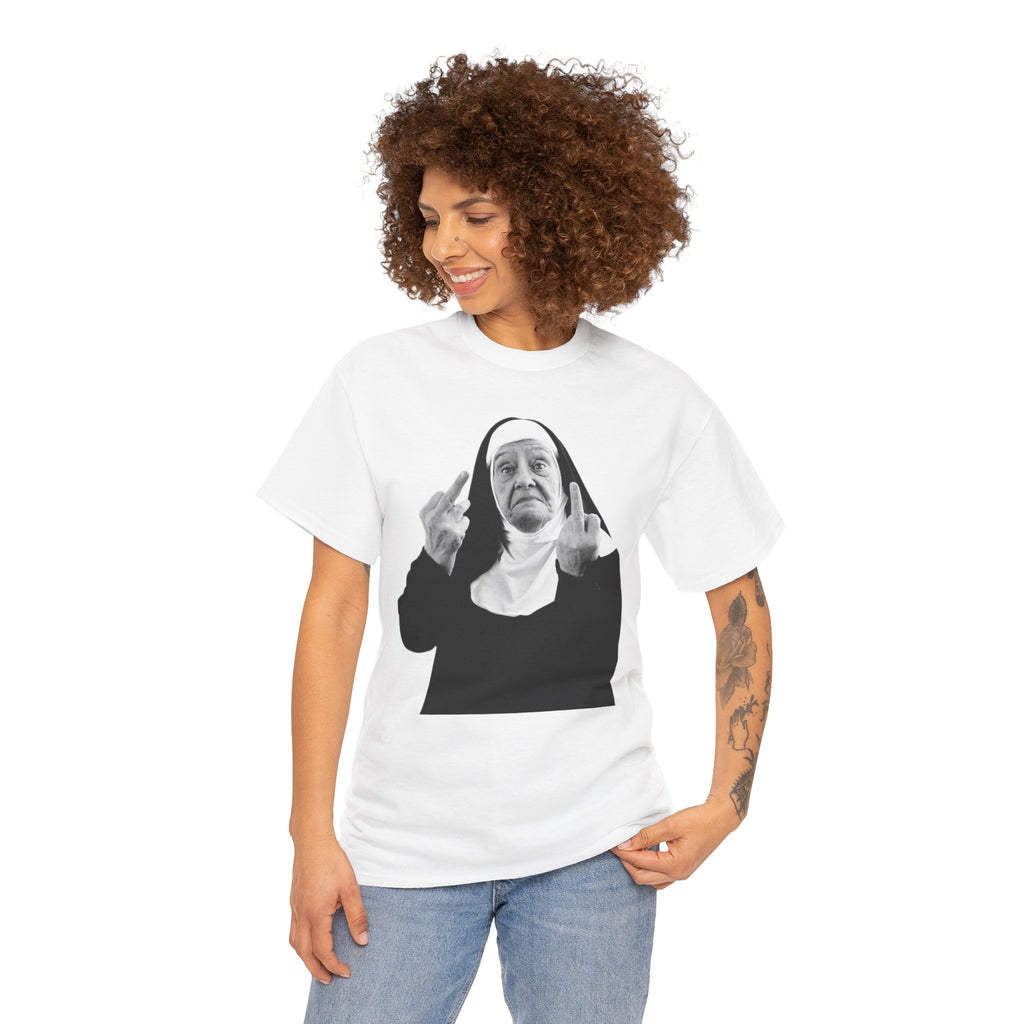 Unisex Funny Nun Graphic T-Shirt With Edgy Black and White Design  (5 Colors)