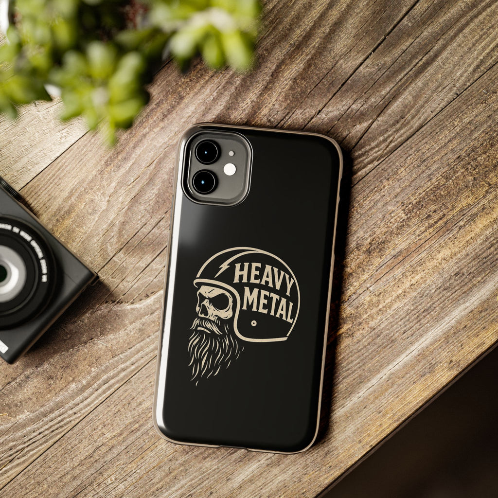 Heavy Metal Skull Tough Phone Case | Biker Helmet Skull Graphic Phone Case