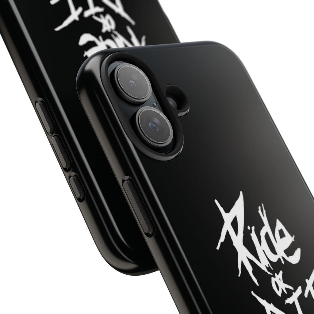 Ride or Die Skull Tough Phone Case | Edgy Script Biker Style Phone Case