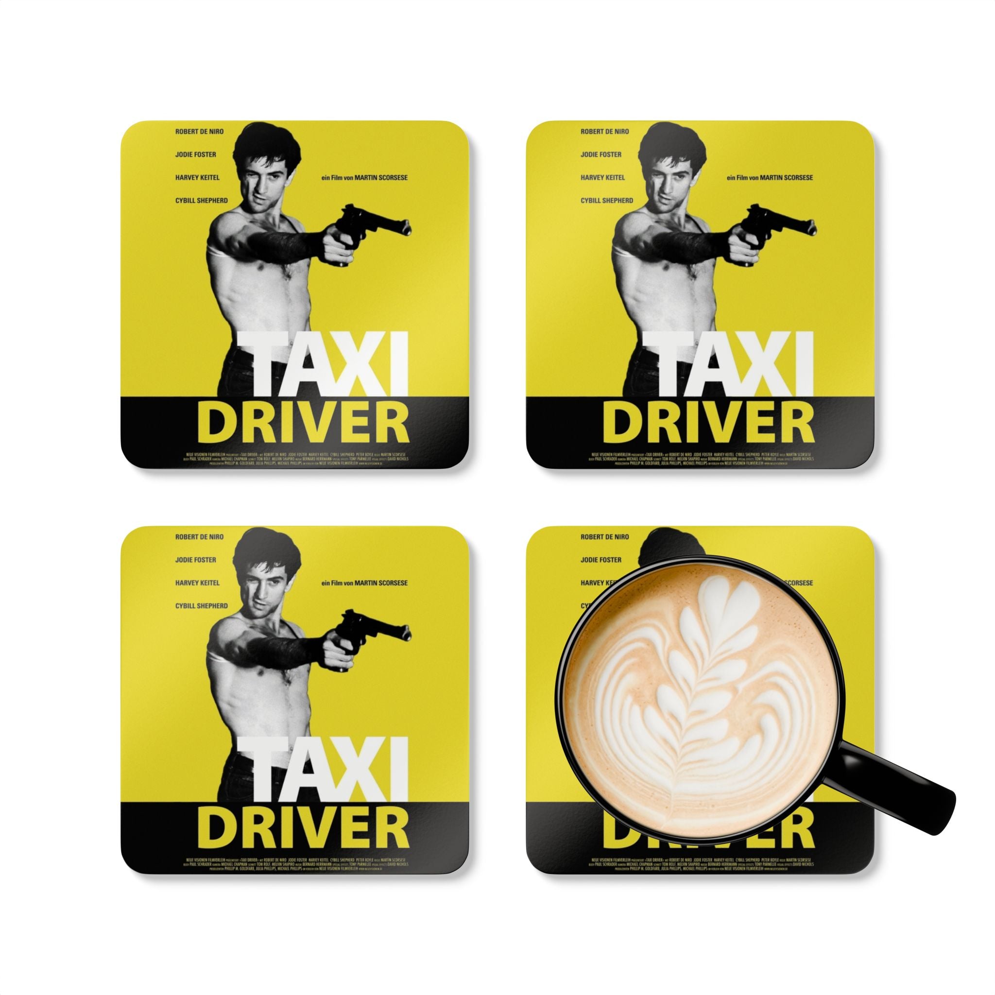 Taxi Driver Classic Movie Corkback Coaster Set | Martin Scorsese Film Tribute (4 Pieces)