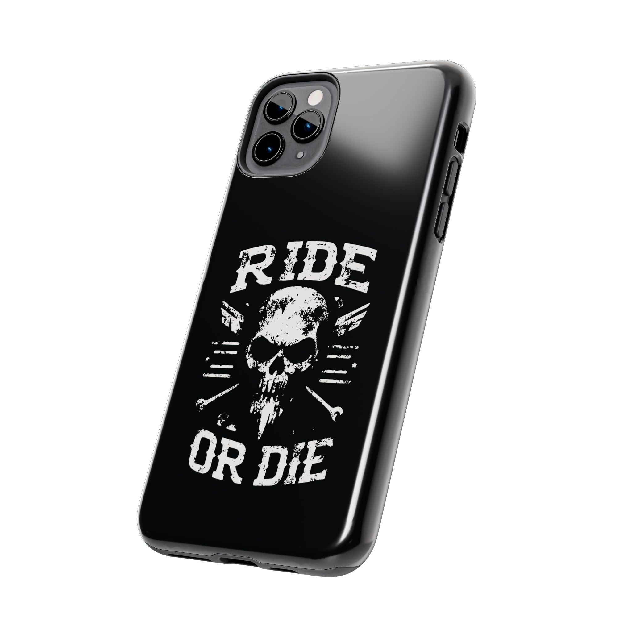Ride or Die Skull Tough Phone Case | Biker Skull Graphic Phone Case