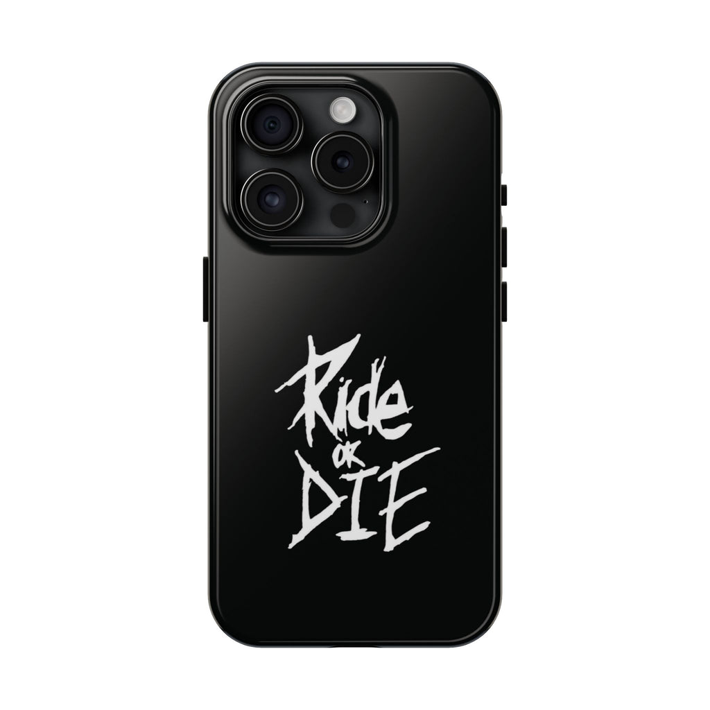 Ride or Die Skull Tough Phone Case | Edgy Script Biker Style Phone Case