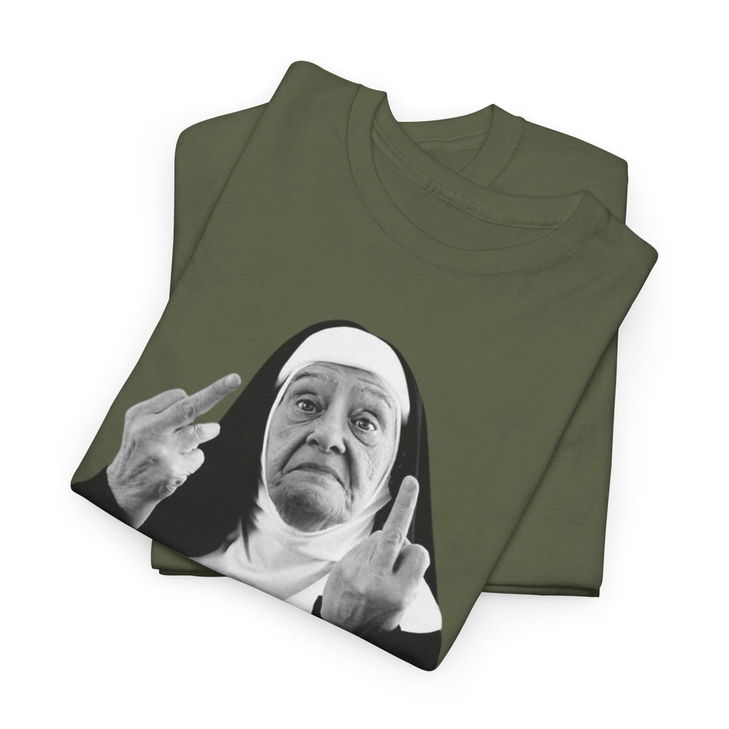 Unisex Funny Nun Graphic T-Shirt With Edgy Black and White Design  (5 Colors)