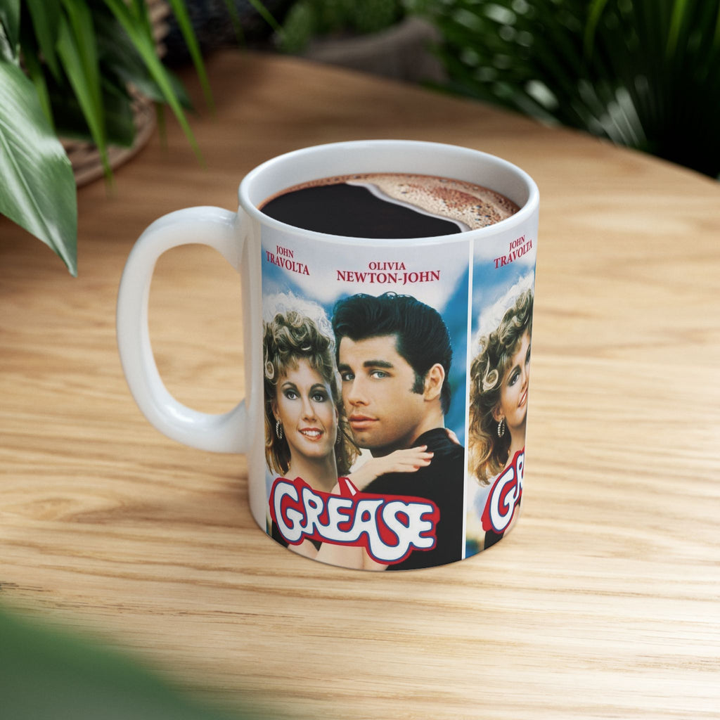Grease Movie Retro Musical Film Inspired 11oz White Coffee Cup | Danny & Sandy Vintage Mug