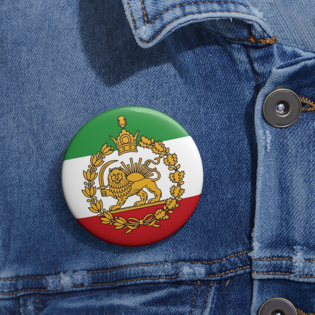 The Iranian LION and SUN Flag | Historic Iran Freedom Flag Badge (3 Sizes)