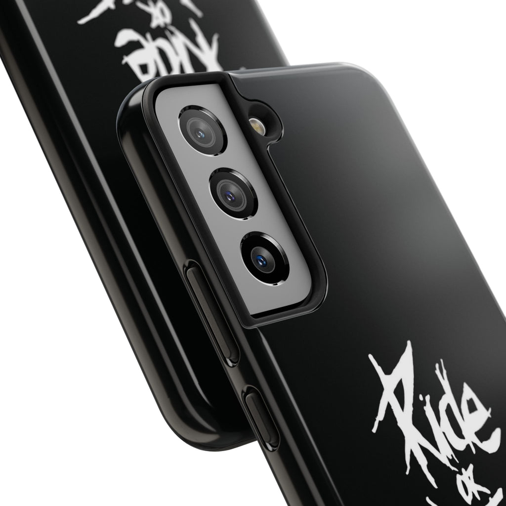 Ride or Die Skull Tough Phone Case | Edgy Script Biker Style Phone Case