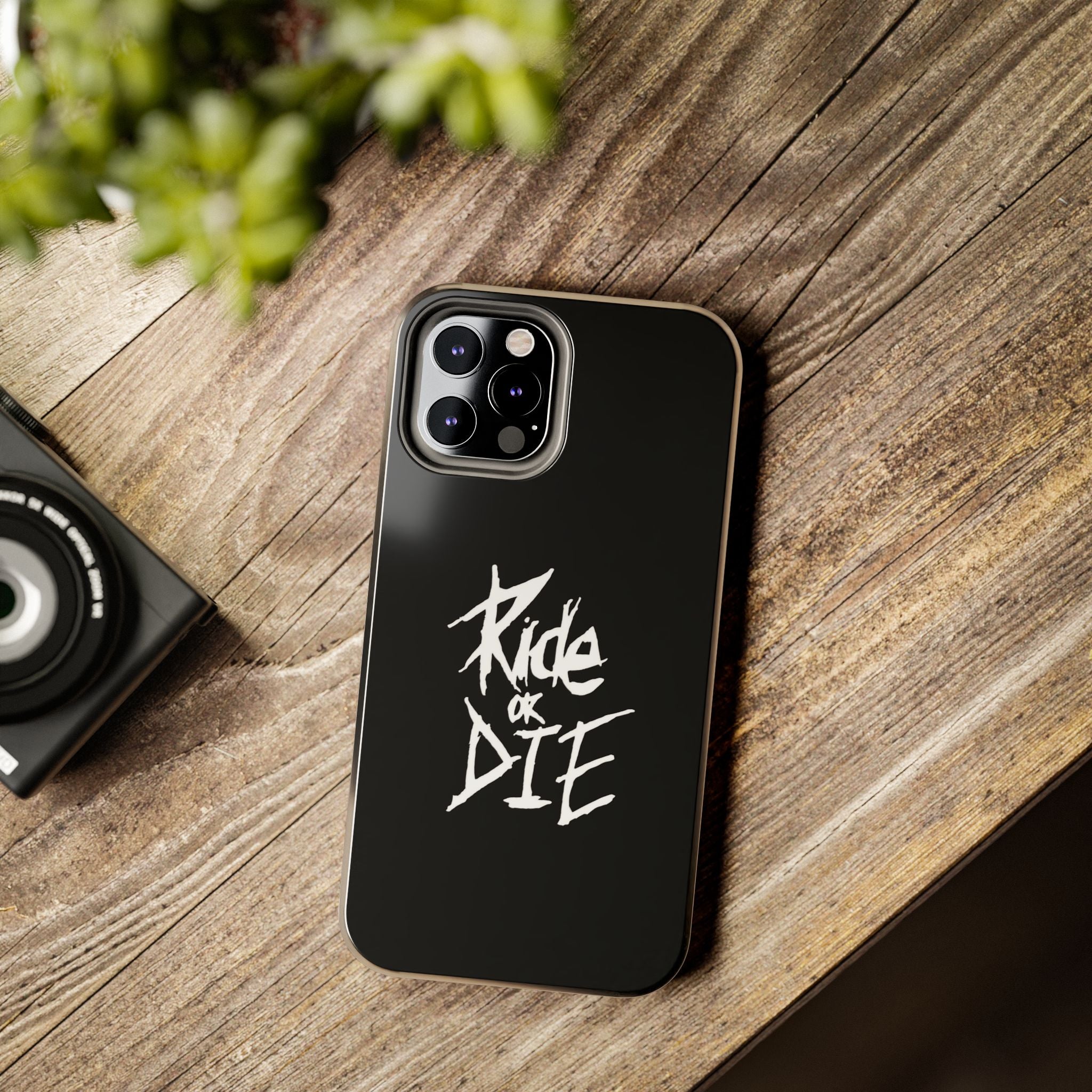 Ride or Die Skull Tough Phone Case | Edgy Script Biker Style Phone Case