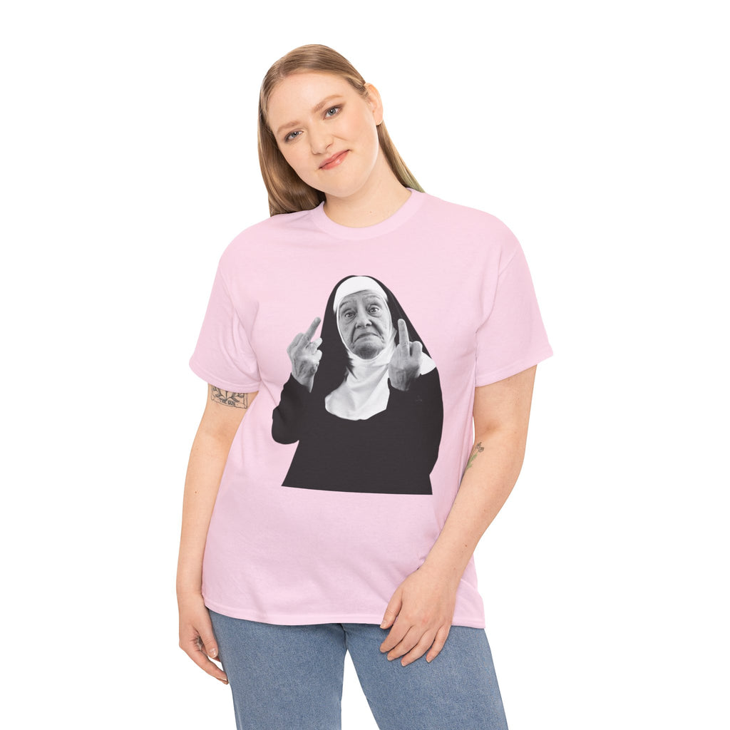 Unisex Funny Nun Graphic T-Shirt With Edgy Black and White Design  (5 Colors)