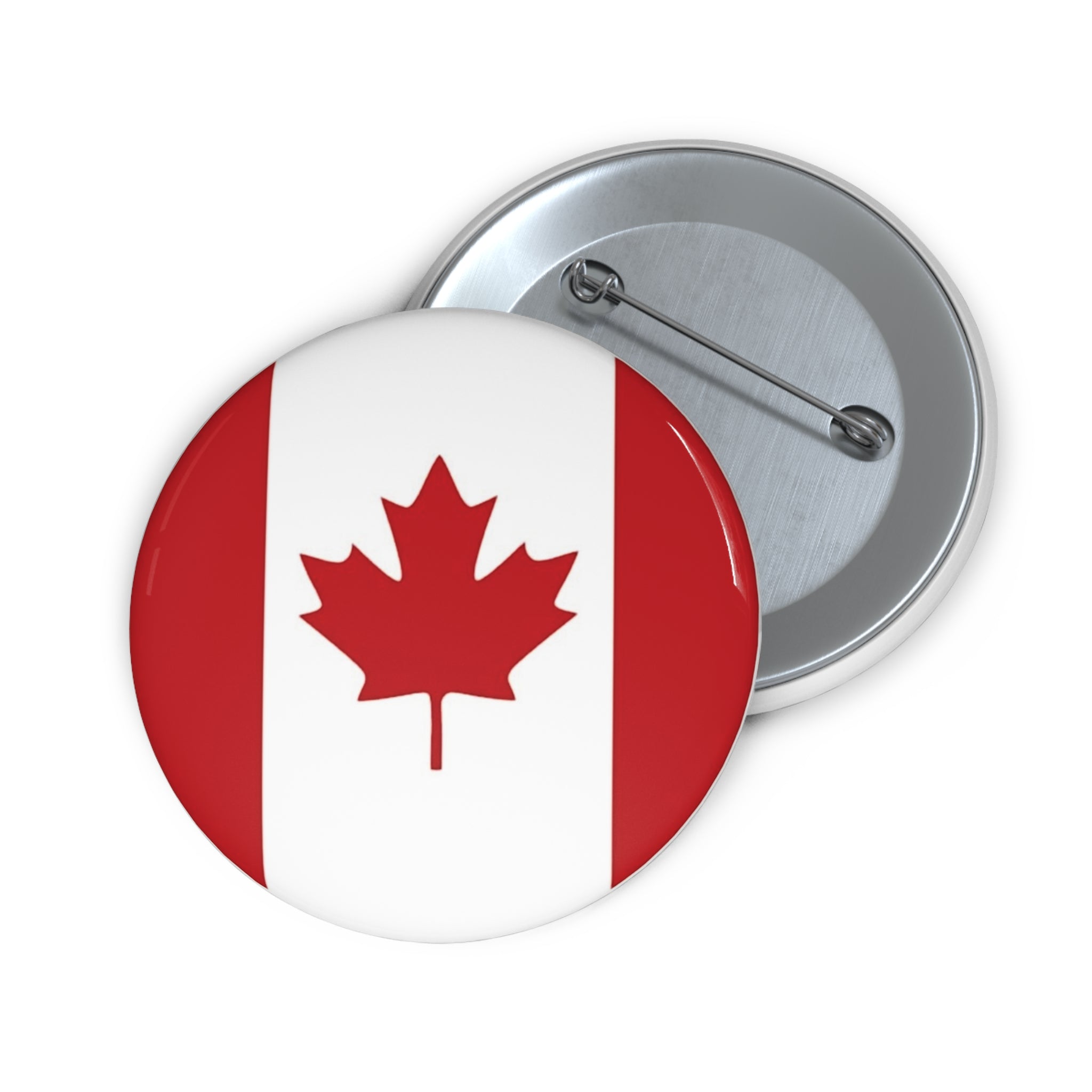 Canadian Flag Patriotic Pin Button with Classic Red Maple Leaf (3 Sizes)