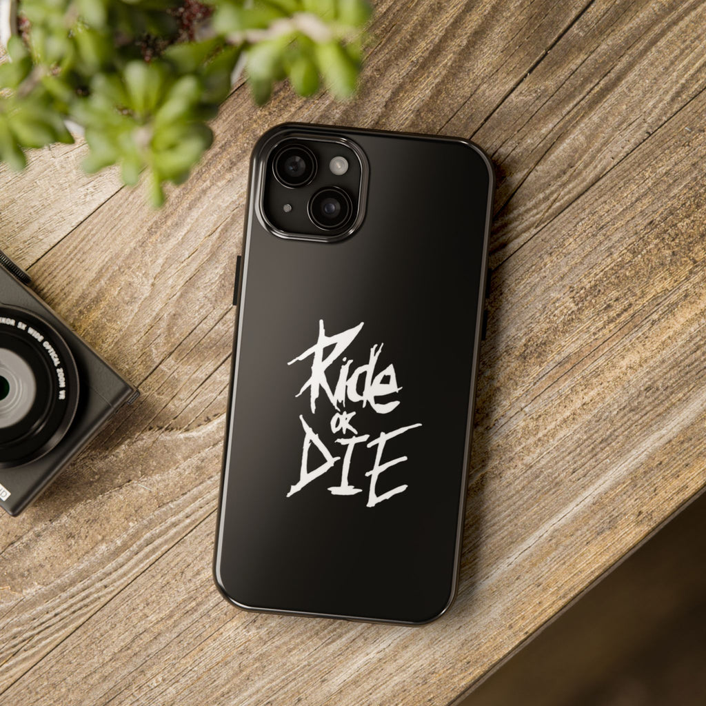 Ride or Die Skull Tough Phone Case | Edgy Script Biker Style Phone Case