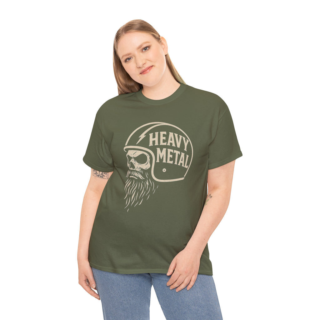Unisex Heavy Metal Skull Helmet T-Shirt Vintage Rock Biker Graphic Tee