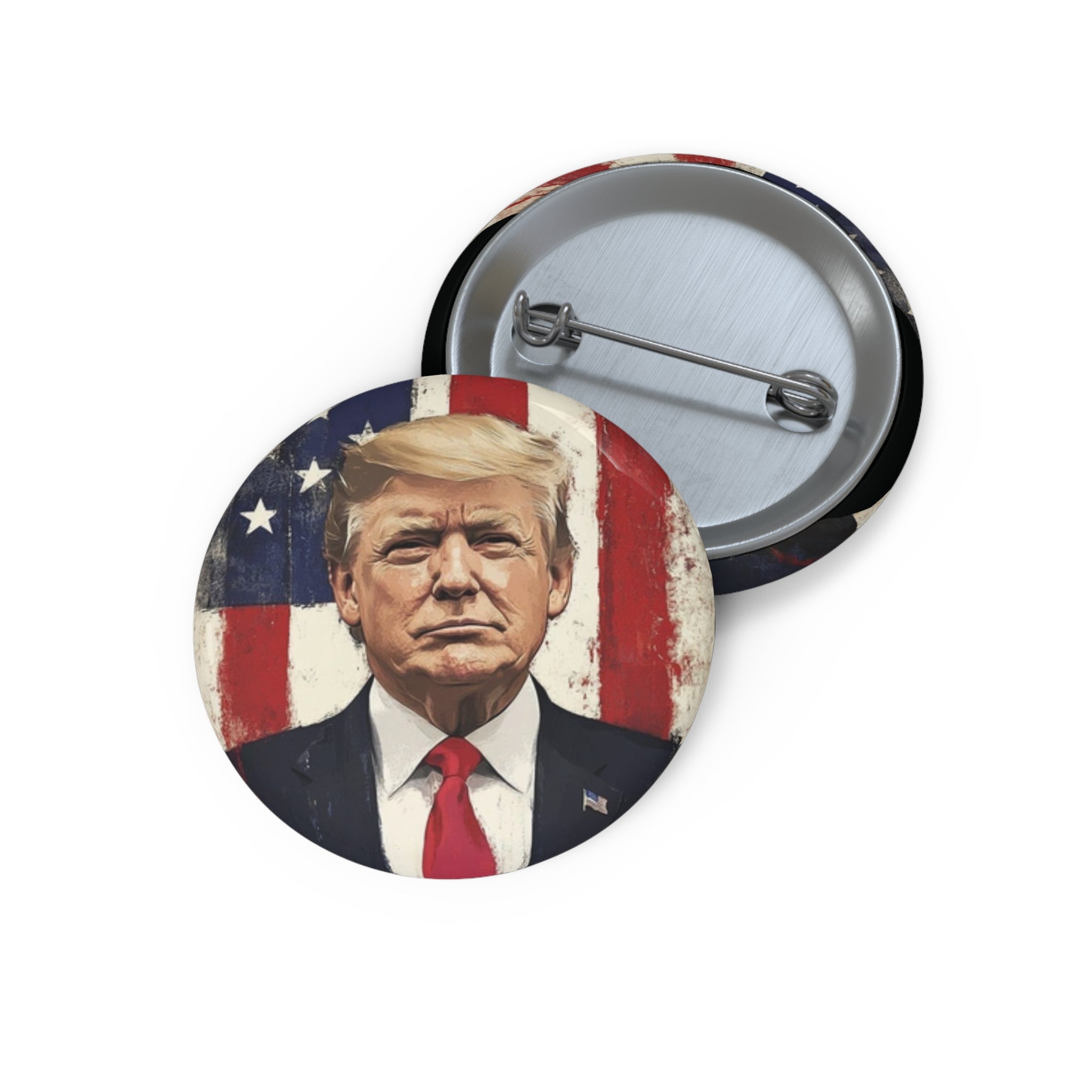 President John Donald Trump Patriotic Custom Pin Back Button (3 Sizes)