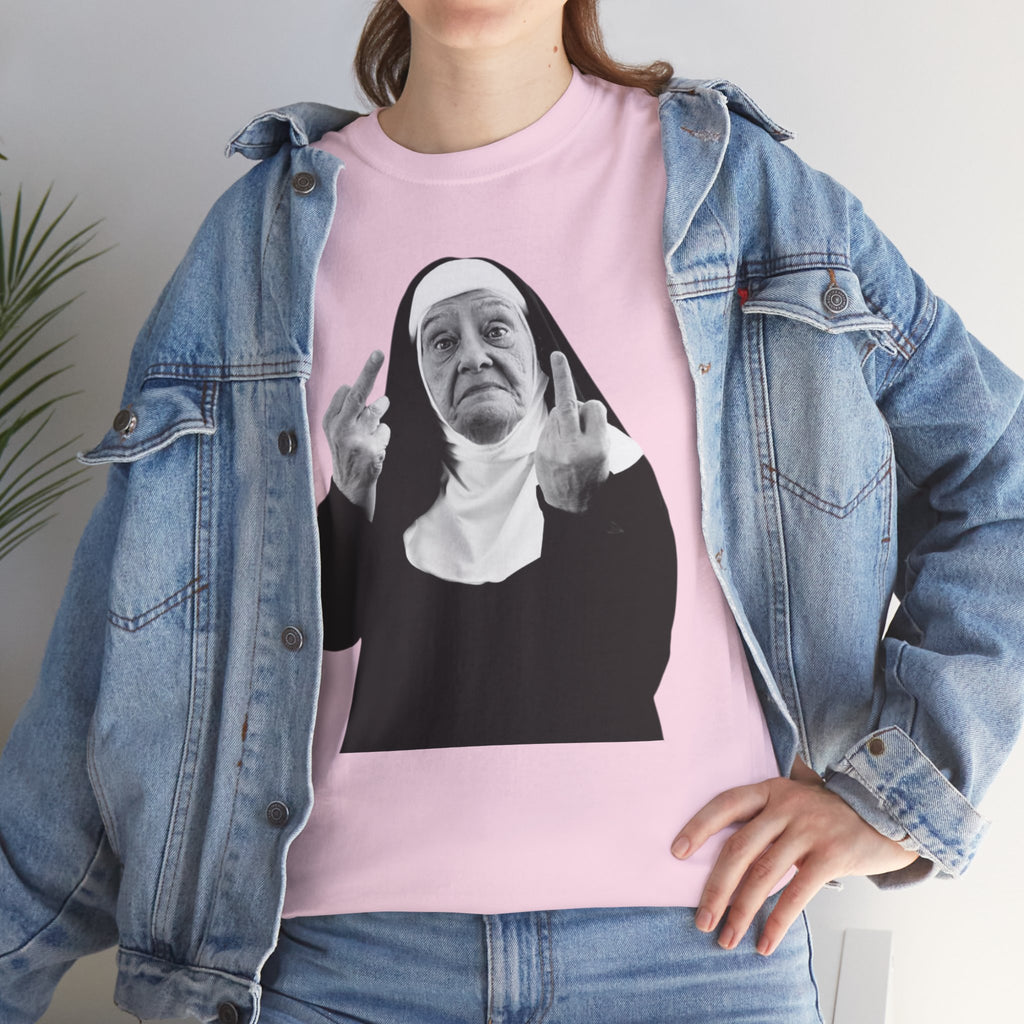 Unisex Funny Nun Graphic T-Shirt With Edgy Black and White Design  (5 Colors)