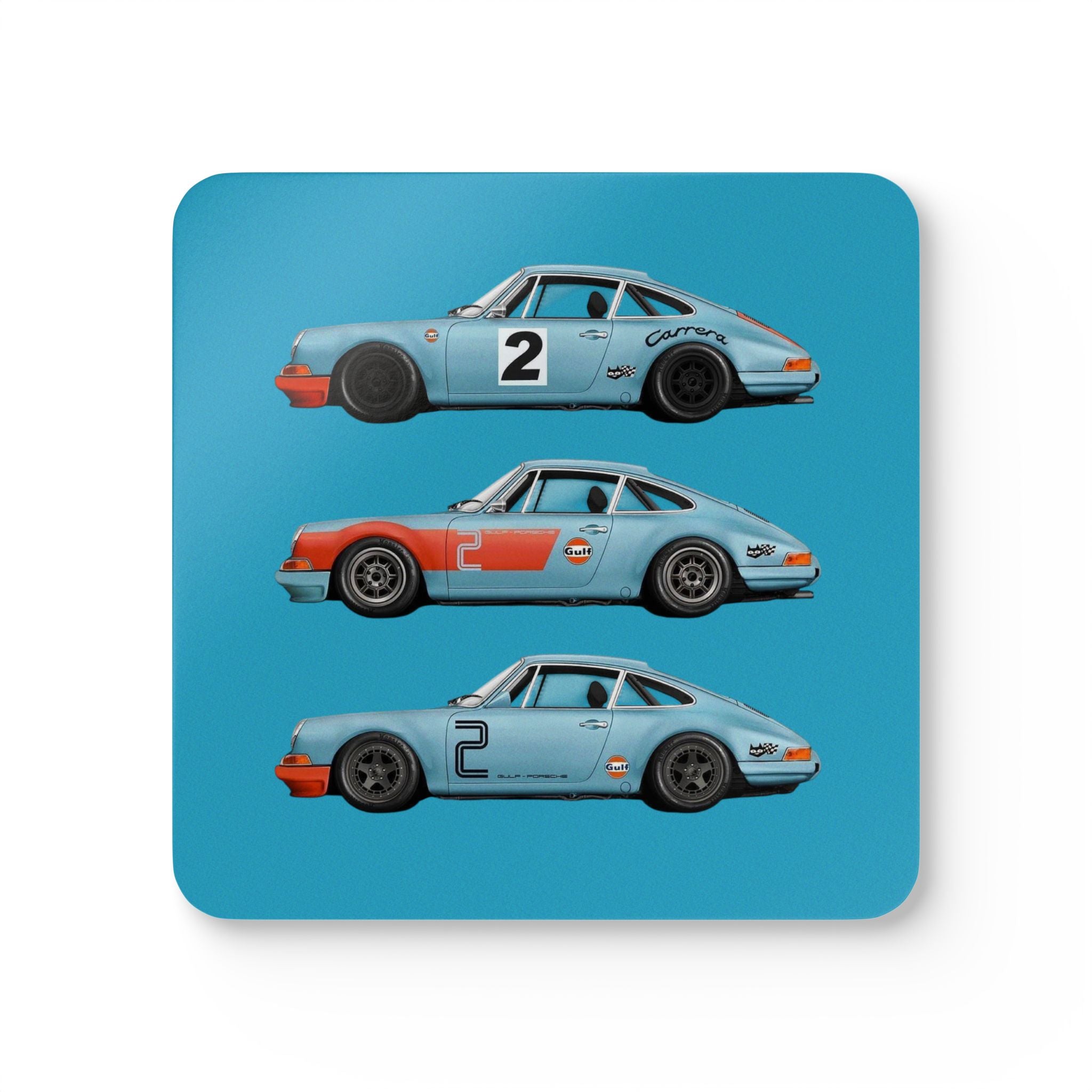 Vintage Racing Car Corkback Coaster Set | Classic Motorsport Illustration (4 Pieces)