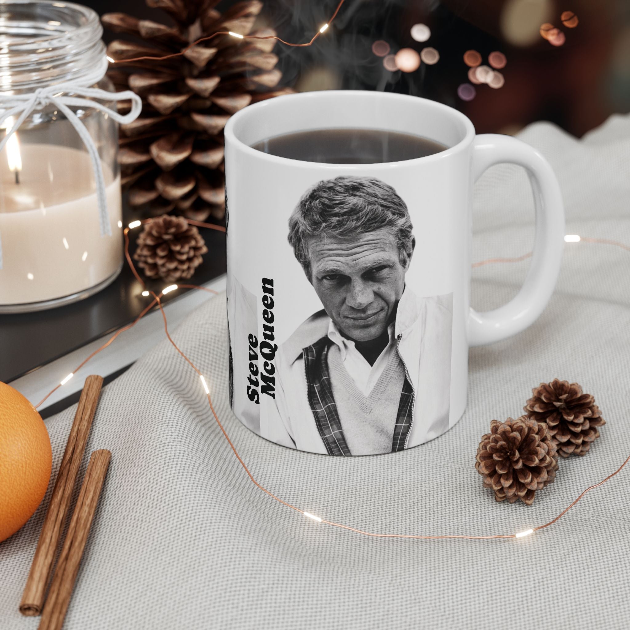Steve McQueen Classic Hollywood Actor and Icon 11oz White Ceramic Coffee Mug