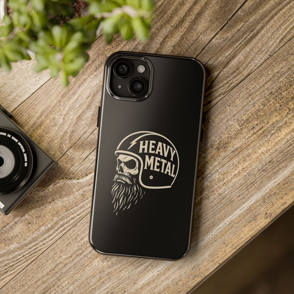 Heavy Metal Skull Tough Phone Case | Biker Helmet Skull Graphic Phone Case