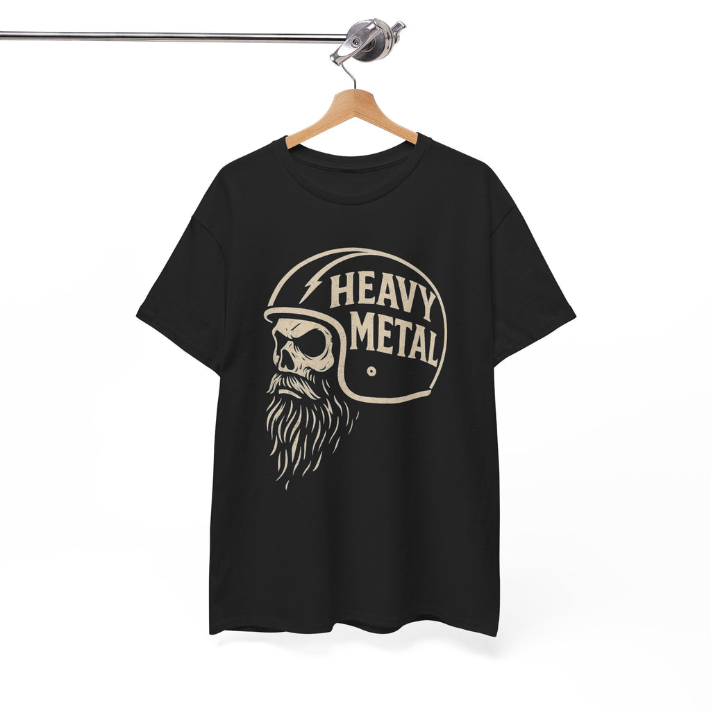 Unisex Heavy Metal Skull Helmet T-Shirt Vintage Rock Biker Graphic Tee