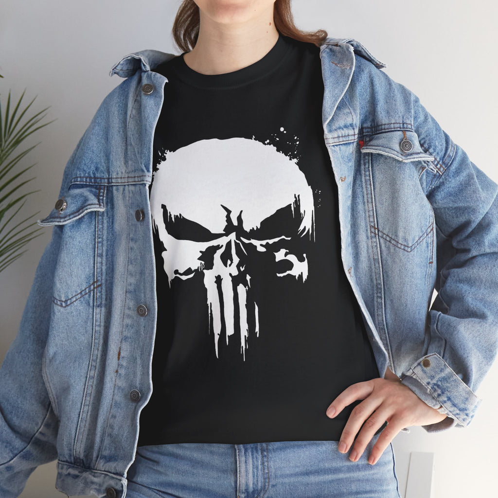 Unisex Punisher Inspired T-Shirt With Distressed Skull Custom Graphic (3 Colors)
