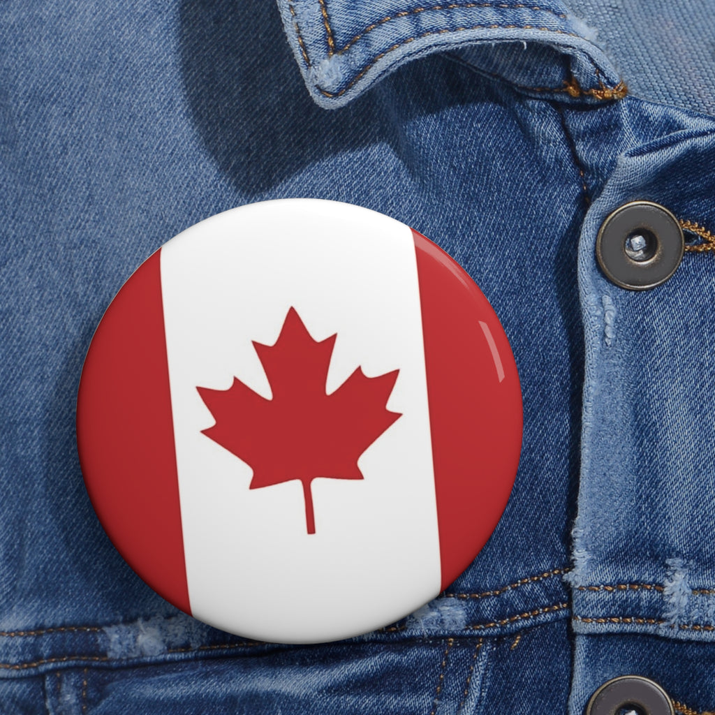 Canadian Flag Patriotic Pin Button with Classic Red Maple Leaf (3 Sizes)
