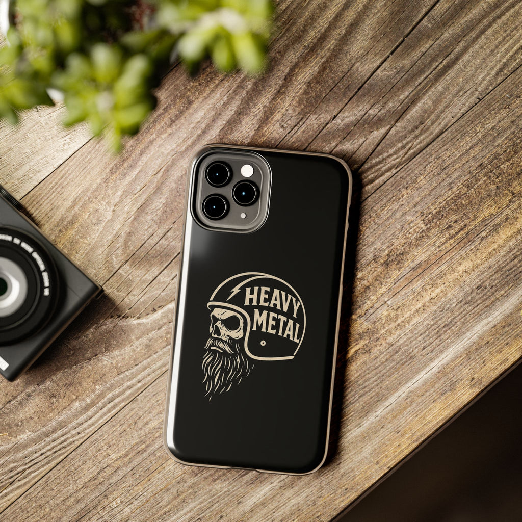 Heavy Metal Skull Tough Phone Case | Biker Helmet Skull Graphic Phone Case