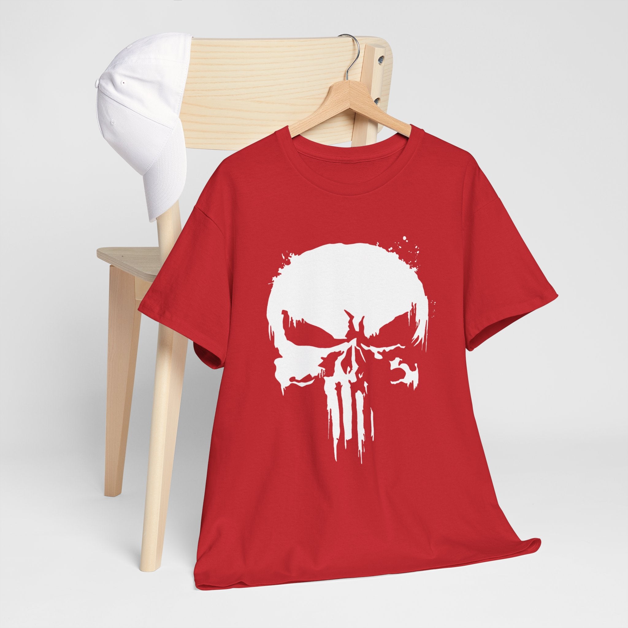 Unisex Punisher Inspired T-Shirt With Distressed Skull Custom Graphic (3 Colors)
