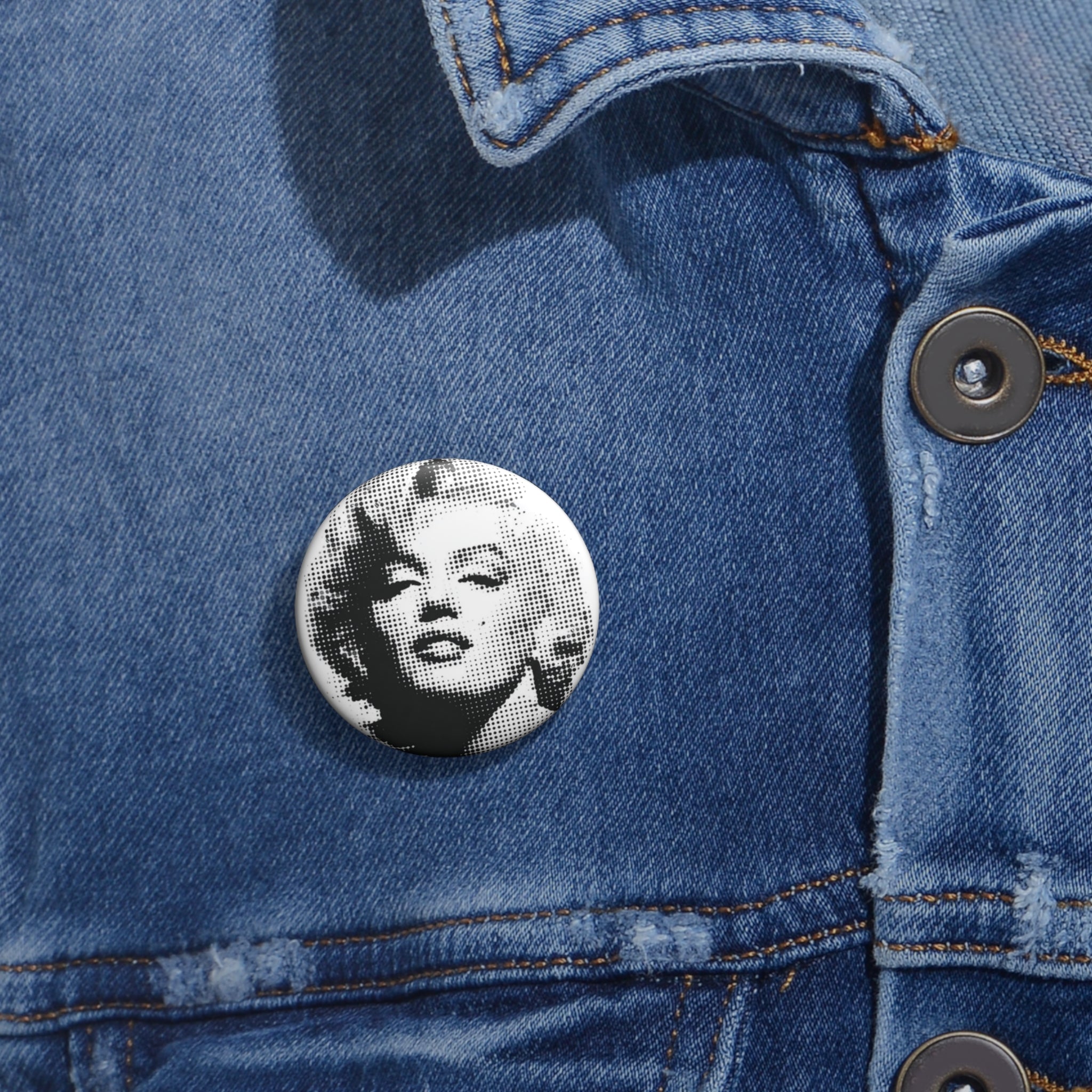 Marilyn Monroe in Black and White Retro Portrait Pin Button (3 Sizes)