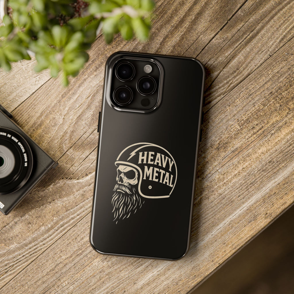 Heavy Metal Skull Tough Phone Case | Biker Helmet Skull Graphic Phone Case