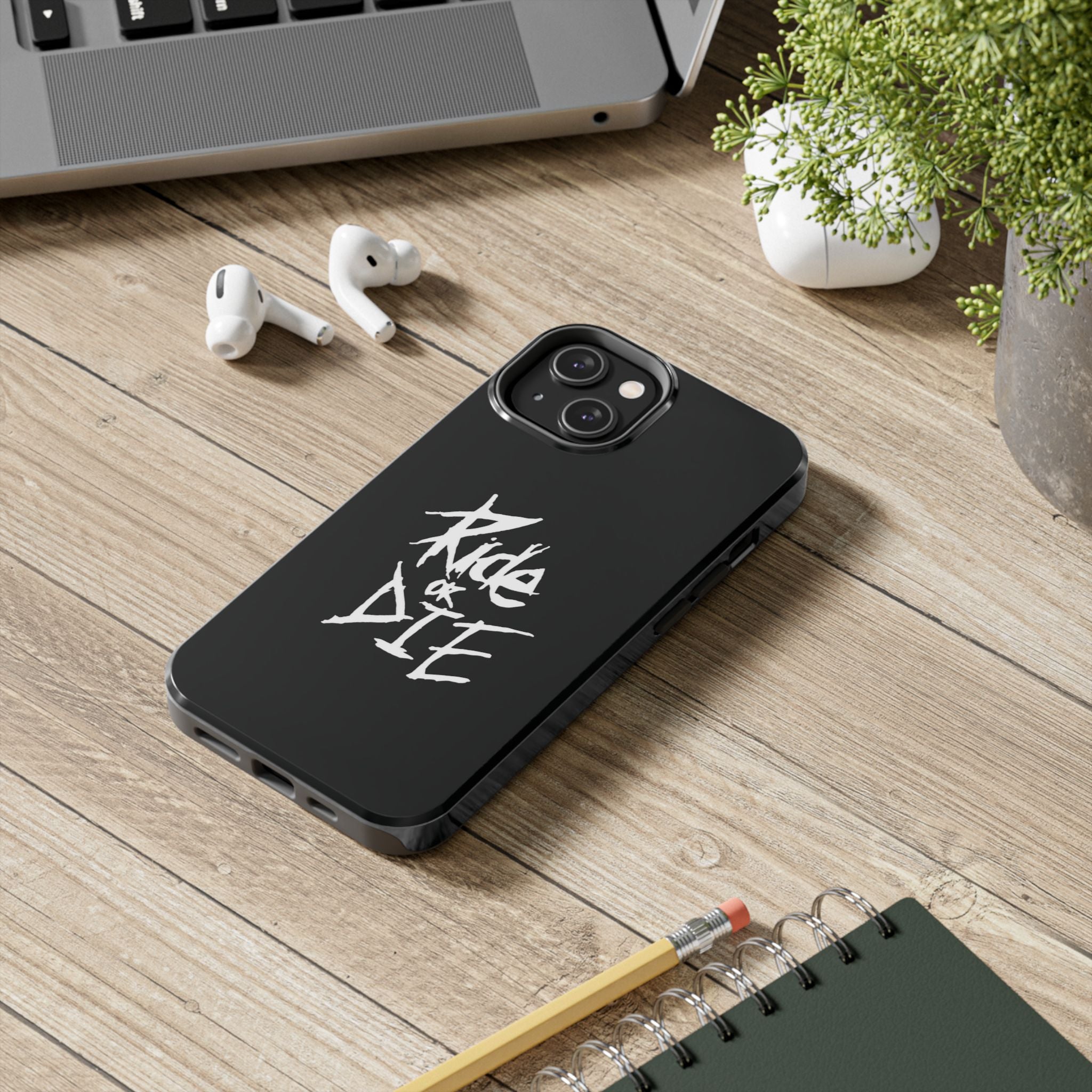 Ride or Die Skull Tough Phone Case | Edgy Script Biker Style Phone Case