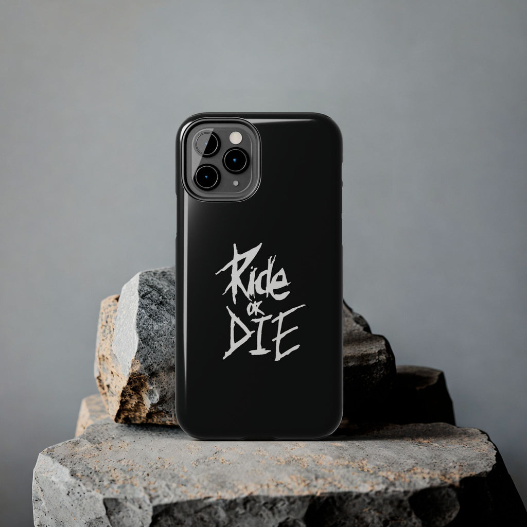 Ride or Die Skull Tough Phone Case | Edgy Script Biker Style Phone Case