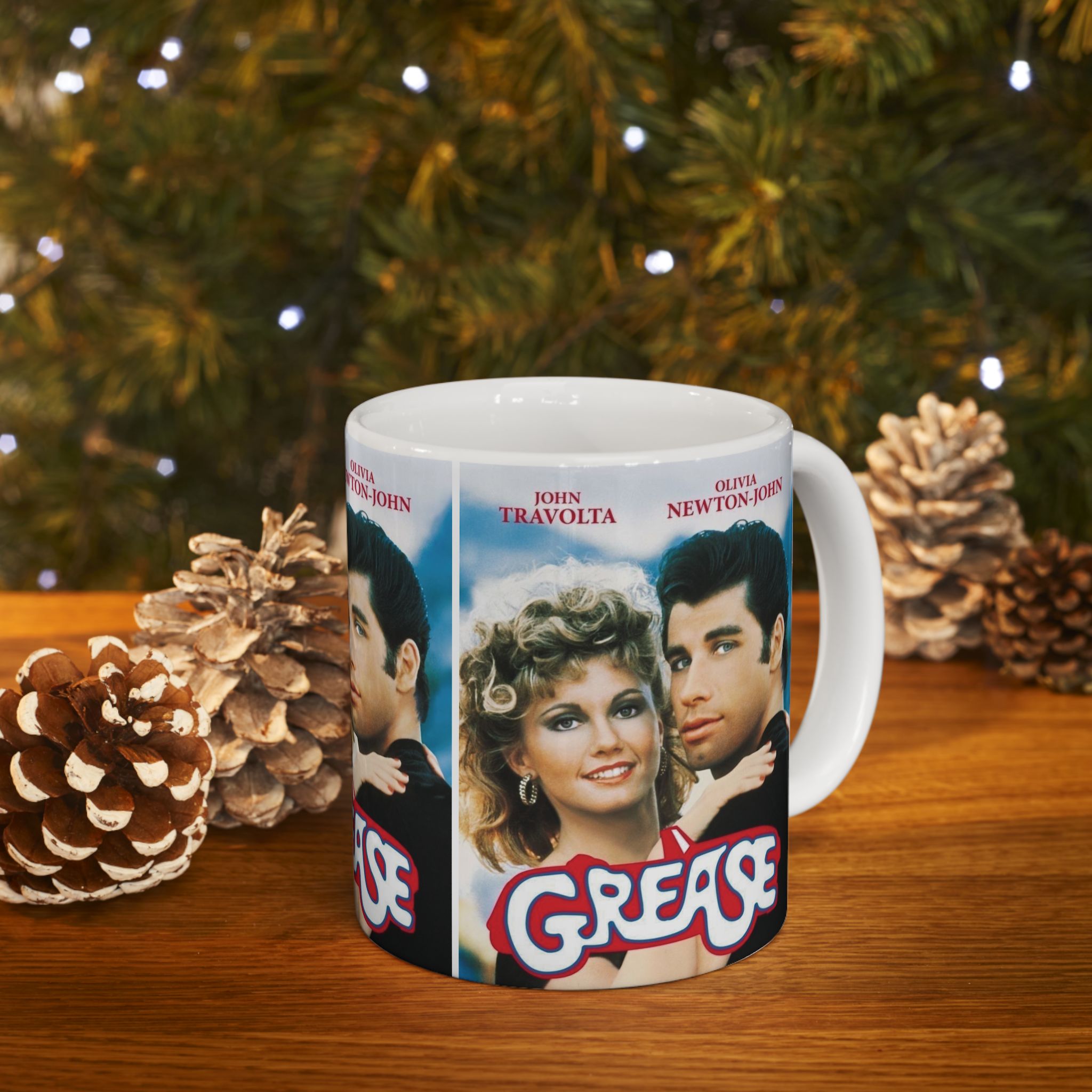 Grease Movie Retro Musical Film Inspired 11oz White Coffee Cup | Danny & Sandy Vintage Mug
