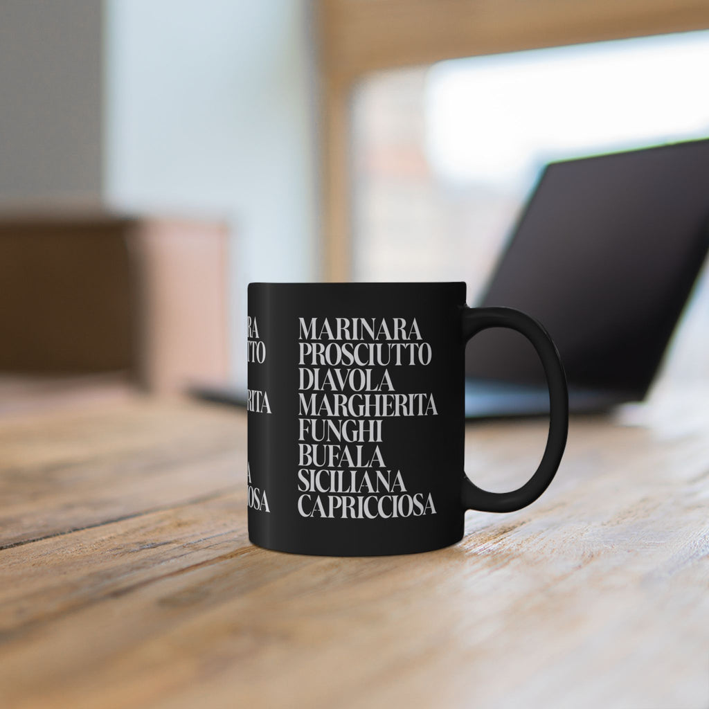 Italian Pizza Menu Ingredient 11oz Coffee Mug | Minimalist Pizza Lover Coffee Cup