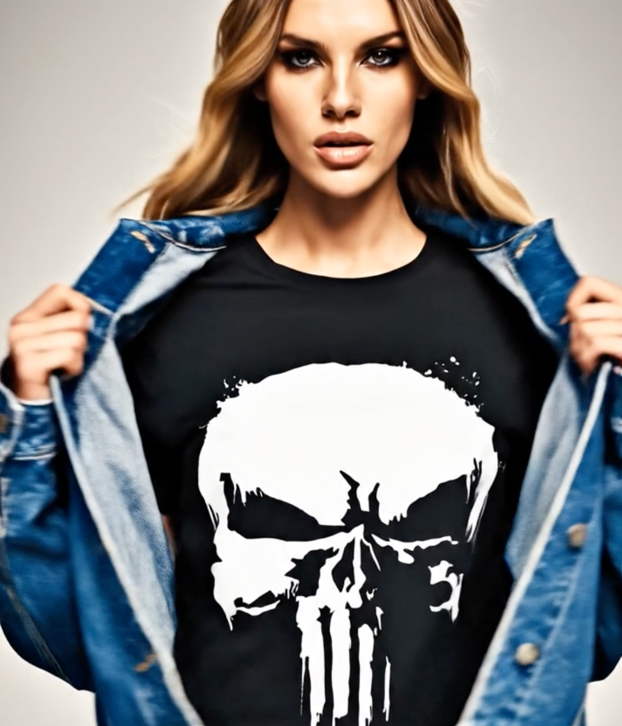 Unisex Punisher Inspired T-Shirt With Distressed Skull Custom Graphic (3 Colors)